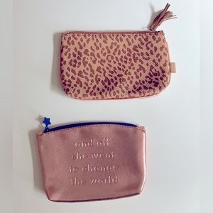 IPSY Set of 2 Make Up Bags, Animal Print Make Up Bag, Cosmetic Bag, Travel Pouch